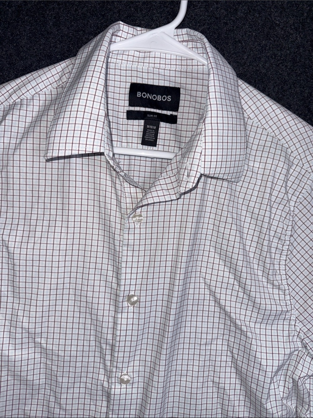 Bonobos White Dress Shirt with Brown Grid